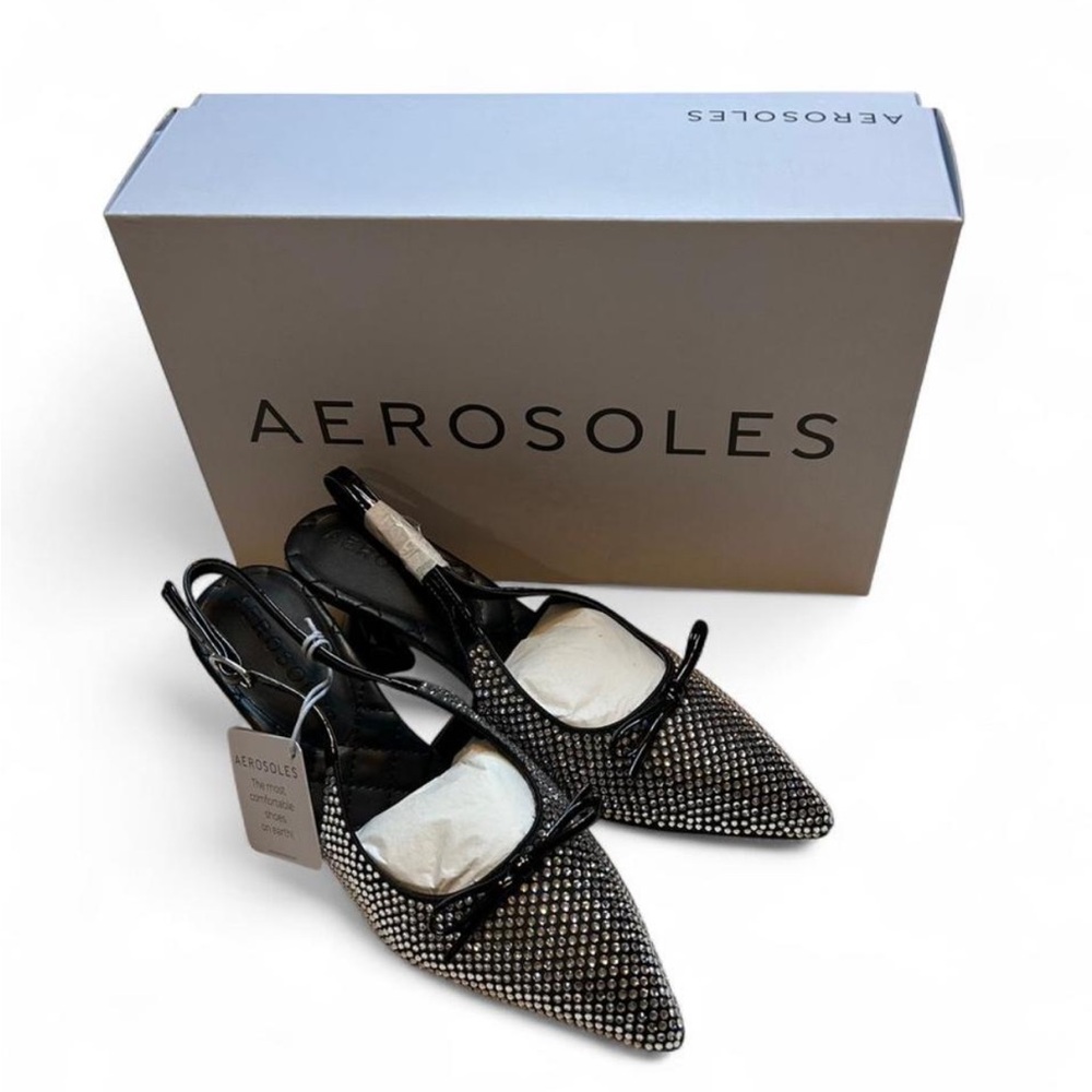 AEROSOLES Black and Silver Women's Heels